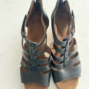 Rockport Women's Black Strappy Sandals with cork sole